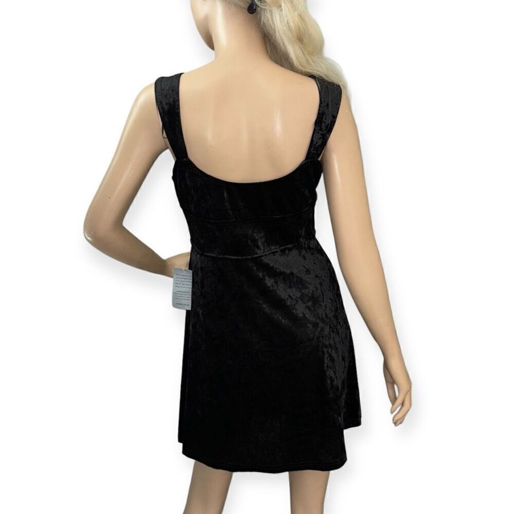 LUSH Crushed Velvet Retro Minidress In Black Size Large NEW - Picture 10 of 15